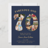 Fotocollage 70e verjaardag Elegant en Tijdloos Kaart (Voorkant)