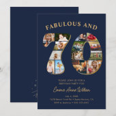 Fotocollage 70e verjaardag Elegant en Tijdloos Kaart (Voorkant / Achterkant)