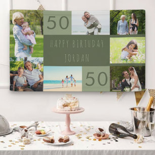 Fotocollage 7 foto gepersonaliseerd 50ste verjaard spandoek