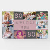 Fotocollage 7 foto's gepersonaliseerd 80ste verjaa spandoek (Horizontaal)