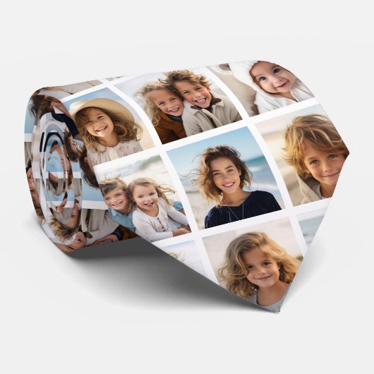 Fotocollage - 9 Afbeeldingen in een raster - Wit Stropdas (Opgerold)