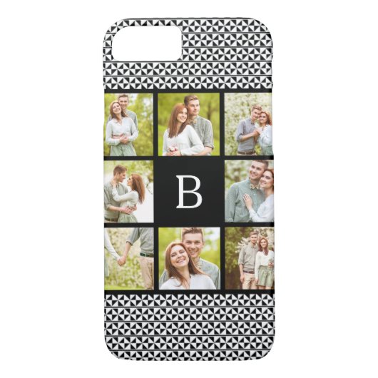 Fotocollage | Aangepast zwart-wit monogram Case-Mate iPhone Case (Achterkant)