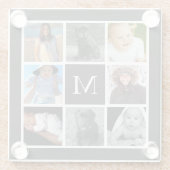 Fotocollage Aangepaste gepersonaliseerde monogram Glazen Onderzetter (Achterkant)