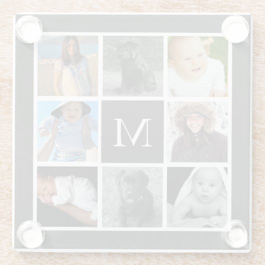 Fotocollage Aangepaste gepersonaliseerde monogram Glazen Onderzetter (Achterkant)