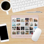 FotoCollage Aangepaste kleur Blush Muismat<br><div class="desc">Een prachtige herdenking van uw trouwdag of een andere speciale gebeurtenis met 24 vierkante foto's in witte lijsten in een rasterlay-out met een aangepaste kleur achtergrond om uw bruiloft, speciale gebeurtenis of kamerdecor aan te passen. Editable tekst onder fotolay-out. De shows van de steekproef vertroebelen achtergrondkleur. Klik op "Aanpassen" en...</div>