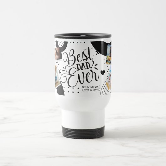 Fotocollage aangepaste tekst BEST DAD EVER Gifts Reisbeker (Center)