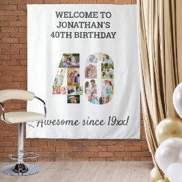 Fotocollage Achtergrond 40e Verjaardagsfeestje Wandkleed