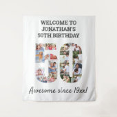 Fotocollage Achtergrond 50e Verjaardagsfeestje Wandkleed (Voorkant)