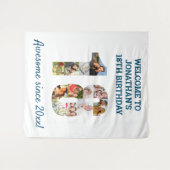 Fotocollage-achtergrond voor 18e verjaardagsfeestj wandkleed (Voorkant (horizontaal))