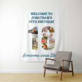 Fotocollage-achtergrond voor 18e verjaardagsfeestj wandkleed (In situ)
