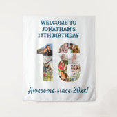 Fotocollage-achtergrond voor 18e verjaardagsfeestj wandkleed (Voorkant)