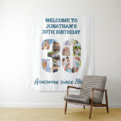 Fotocollage achtergrond voor 30e verjaardagsfeestj wandkleed (In situ)