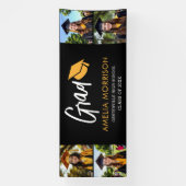 Fotocollage Afstuderen Goud Zwart Afstuderen Spandoek (Verticaal)