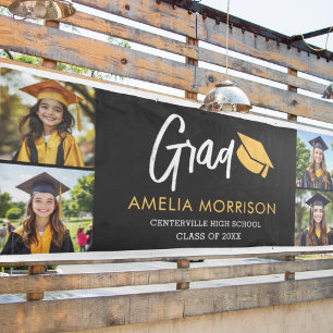 Fotocollage Afstuderen Goud Zwart Afstuderen Spandoek