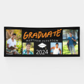 Fotocollage Afstuderen Grunge Klasse van 2024 Spandoek (Horizontaal)