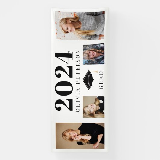 Fotocollage Afstuderen Klasse van 2024 Spandoek (Verticaal)