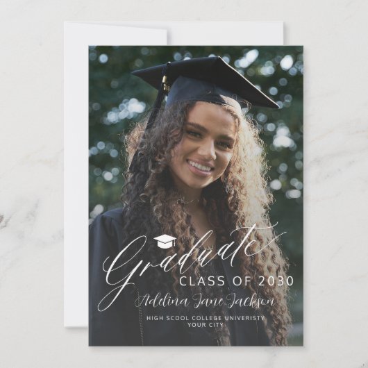 Fotocollage afstuderen script modern afstuderen aankondiging (Voorkant)