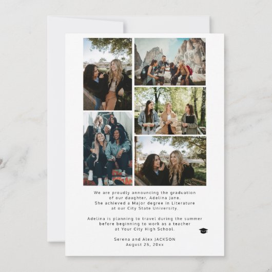 Fotocollage afstuderen script modern afstuderen aankondiging (Achterkant)