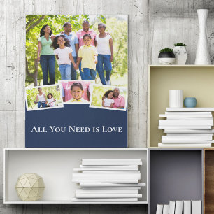 Fotocollage Alles wat je nodig hebt is Liefde Blau Canvas Afdruk