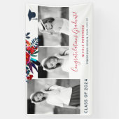 Fotocollage bann voor elegante florale graduatie spandoek (Verticaal)