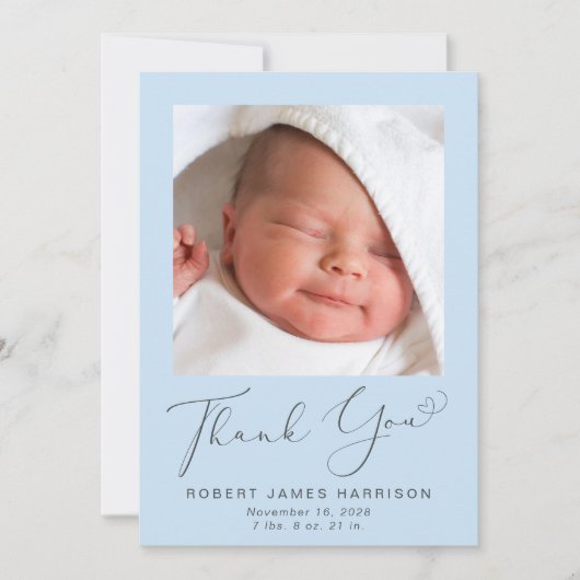 Fotocollage Bedankt Baby Boy Birth Aankondiging (Voorkant)