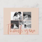 Fotocollage Beige Elegant Trouw Dankjewel Briefkaart (Voorkant)