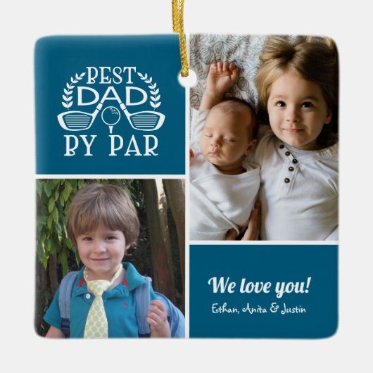 Fotocollage Best Dad van Par Keramisch Ornament (Voorkant)