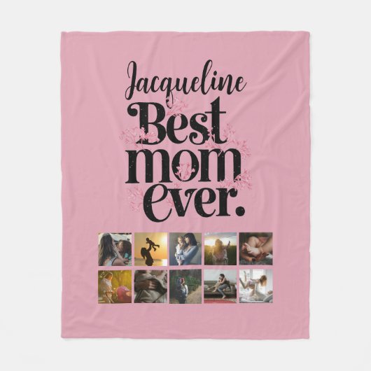 Fotocollage Beste Moeder ooit Retro Typografie Fleece Deken (Voorkant)