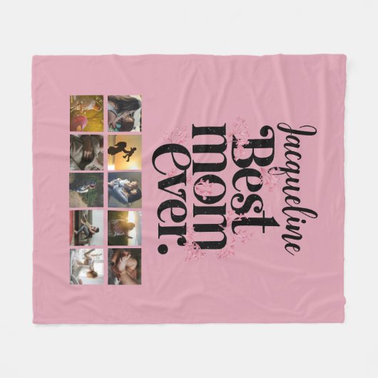Fotocollage Beste Moeder ooit Retro Typografie Fleece Deken (Voorkant (Horizontaal))