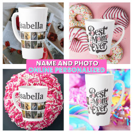 Fotocollage Beste Moeder ooit Script Retro Moeder' Latte Mok