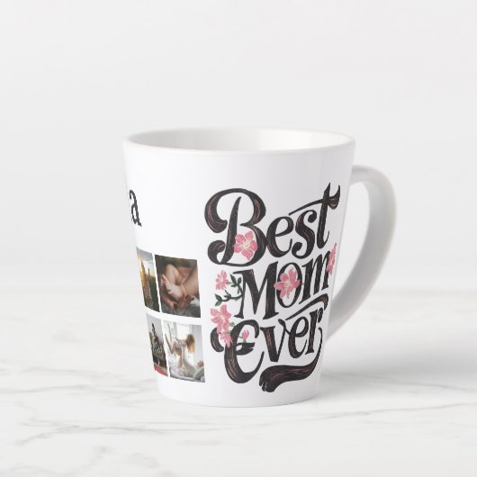 Fotocollage Beste Moeder ooit Script Retro Moeder' Latte Mok (Rechterhoek)