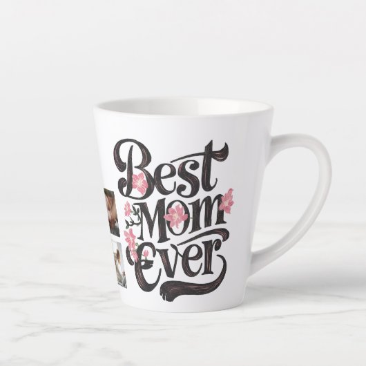 Fotocollage Beste Moeder ooit Script Retro Moeder' Latte Mok (Rechts)