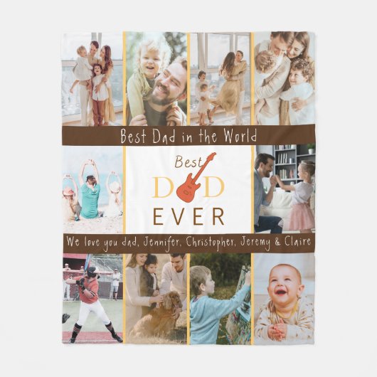 Fotocollage Beste papa ooit Moderne Vaderdag Fleece Deken (Voorkant)