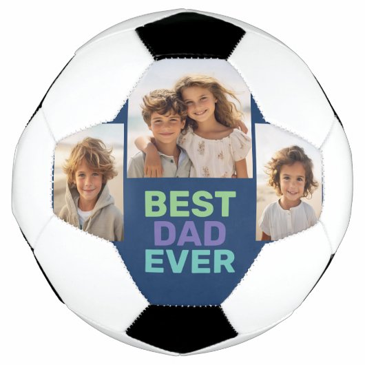 Fotocollage - Beste vader ooit - Whimsical Blue Voetbal (Voorkant)