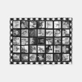 Fotocollage Black Buffalo Plaid Monogram Naam Fleece Deken (Voorkant (Horizontaal))