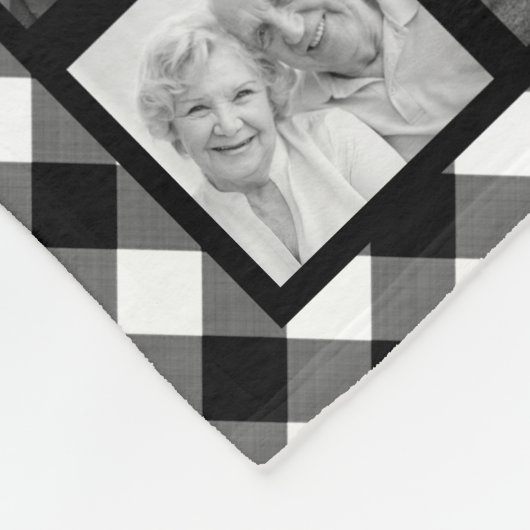 Fotocollage Black Buffalo Plaid Monogram Naam Fleece Deken (Hoek)