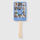 Fotocollage Blauw huwelijksprogramma Handwaaier (Voorkant)