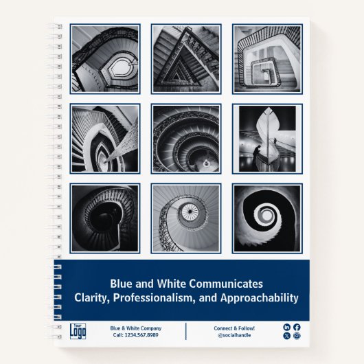 Fotocollage Blauw Wit Small Business Notitieboek (Voorkant)