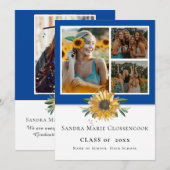 Fotocollage Blauw Zonnebloem Geel afstuderen Annou Aankondiging (Voorkant / Achterkant)