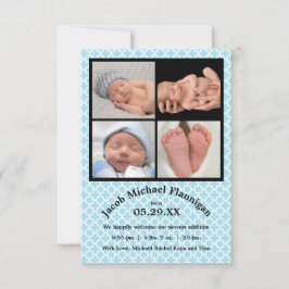 Fotocollage Blauwe Jongen - 3x5 Geboorteaankondigi Aankondiging