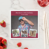 Fotocollage bordeaux verjaardagsfeestje servet (Insitu)