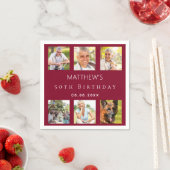 Fotocollage bordeaux verjaardagsfeestje servet (Insitu)