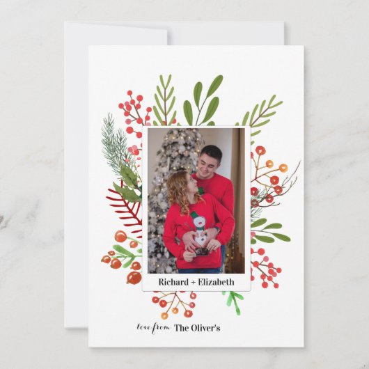 Fotocollage Botanische Kerstmis Feestdagenkaart (Voorkant)