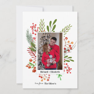 Fotocollage Botanische Kerstmis Feestdagenkaart