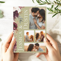 Fotocollage Bourgogne Floral Sage Green Wedding