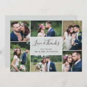 Fotocollage bruiloft Dank u platte Kaart | Gray (Voorkant / Achterkant)