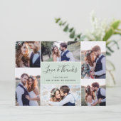 Fotocollage bruiloft Dank u platte Kaart | Mint (Staand voorkant)