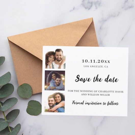 Fotocollage bruiloft Save the Date kaart