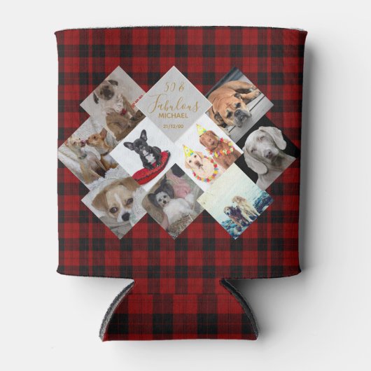 Fotocollage cadeau - Buffalo Plaid thema - Voeg te Blikjeskoeler (Voorkant)