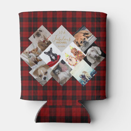 Fotocollage cadeau - Buffalo Plaid thema - Voeg te Blikjeskoeler (Achterkant)